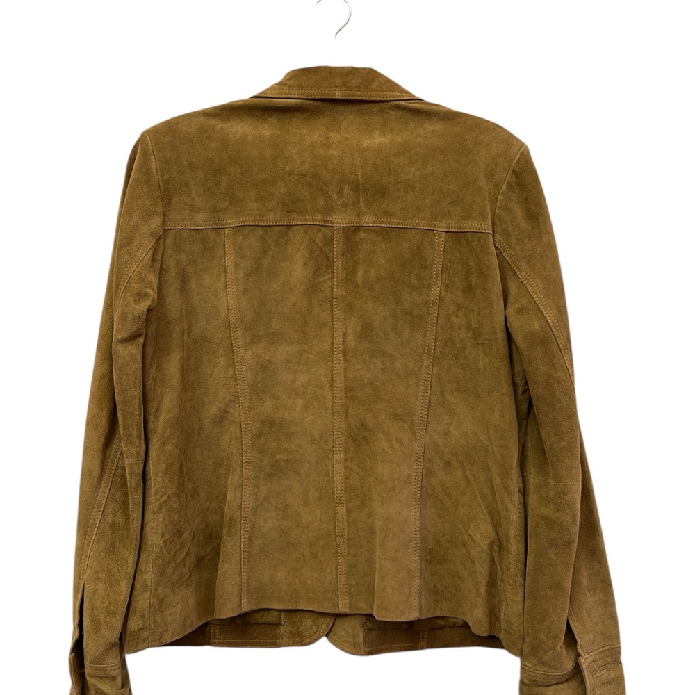 B Collection Green Genuine Leather Jacket Blazer Button Front Size L - Picture 3 of 6